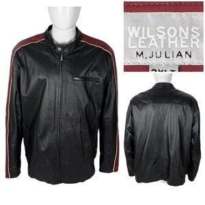 Wilsons Leather M Julian Men 2XL Tall Jacket Black Red Moto Racer Motorcycle EUC